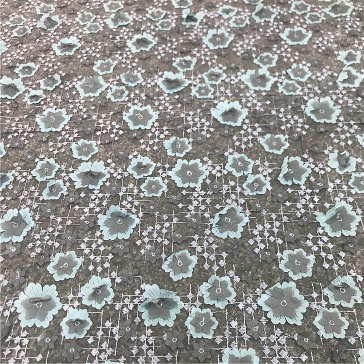3D Lotus Evening Polyester Embroidered Fabric for Women's Wear Wholesa 4